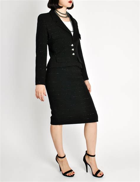 chanel black skirt suit|vintage chanel suits for sale.